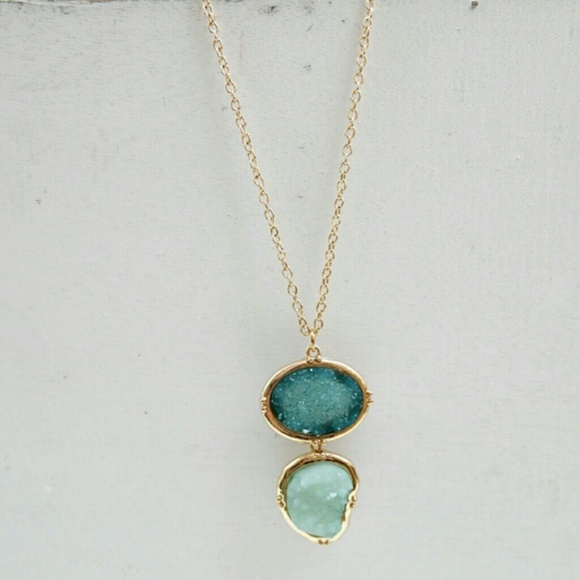 REVITALIZED Jewelry - Long Double Druzy Pendant Necklace